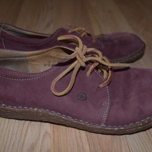 Born red suede leather lace up oxford loafers Sz. 8 EUC